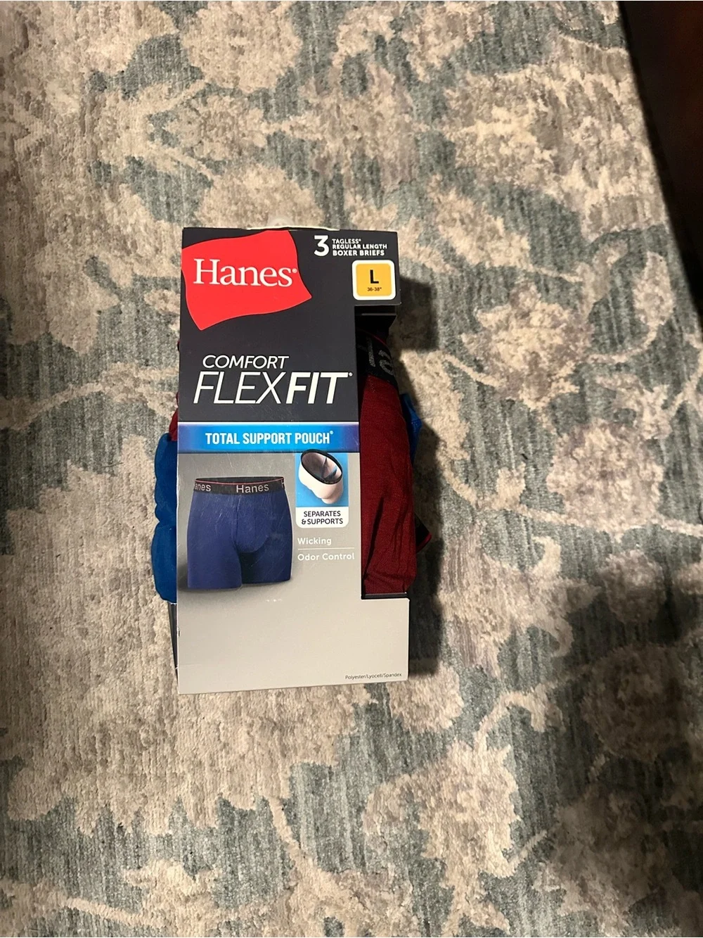 Hanes FlexFit Boxer Briefs - Blue & Red (3-Pack)